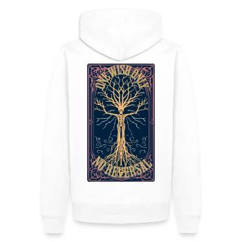 Mystic Willow Wish Tarot T-Shirt - Dark Aesthetic  - Männer Premium Bio Hoodie - Weiß - Hinten - Nico (187cm)