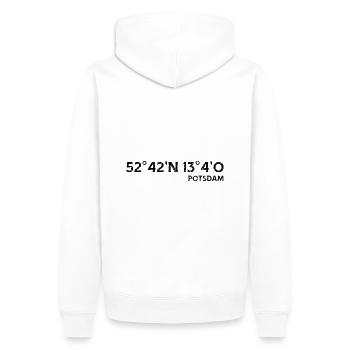 Potsdam Koordinaten Souvenir Geschenk - Männer Premium Bio Hoodie - Weiß - Hinten - Nico (187cm)