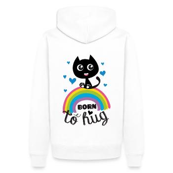 Born tu hug, chat mignon sur arc en ciel ! - Sweat à capuche Premium bio Homme - blanc - Dos - Nico (187cm)