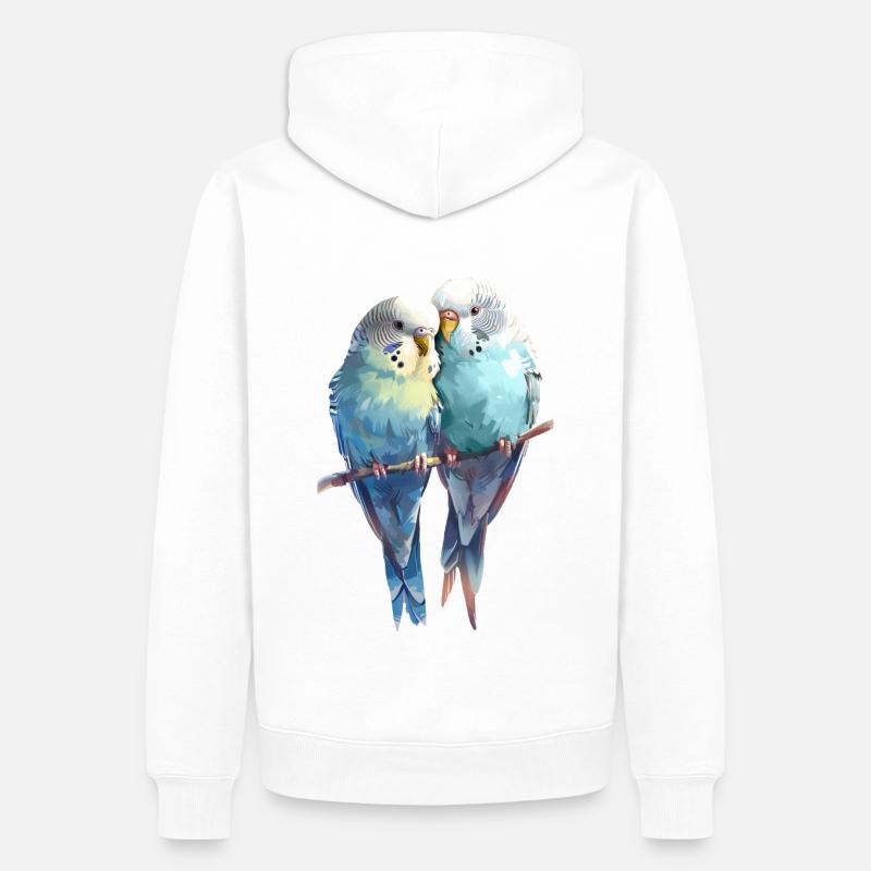 Paire de perruches - Sweat à capuche Premium bio Homme - blanc