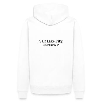 Salt Lake City Koordinaten - Männer Premium Bio Hoodie - Weiß - Hinten - Nico (187cm)