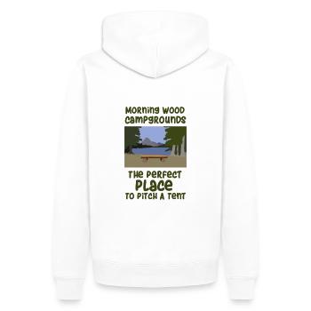 Camping slogan camping - Sweat à capuche Premium bio Homme - blanc - Dos - Nico (187cm)