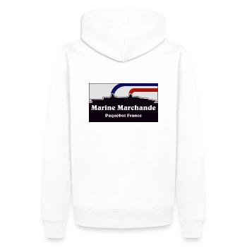 Paquebonia - Paquebot France - Marine Marchande - Sweat à capuche Premium bio Homme - blanc - Dos - Nico (187cm)