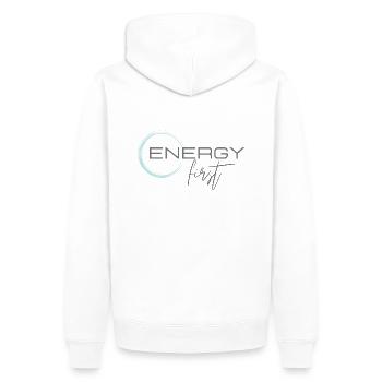ENERGY first - Männer Premium Bio Hoodie - Weiß - Hinten - Nico (187cm)