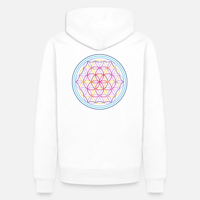 Fleur de vie rouge-bleu - Sweat à capuche Premium bio Homme - blanc