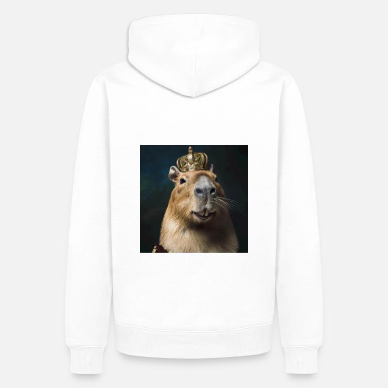 Capybara mit Krone - Männer Premium Bio Hoodie - Weiß