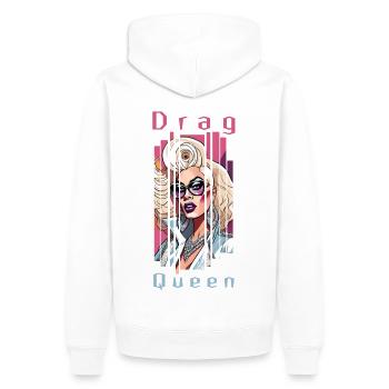 DragQueen - Sweat à capuche Premium bio Homme - blanc - Dos - Nico (187cm)