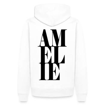 Amélie Nom Prénom Police moderne Mot Art - Sweat à capuche Premium bio Homme - blanc - Dos - Nico (187cm)