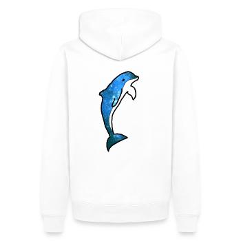 DOLPHIN STAR - Men’s Premium Organic Hoodie - white - Back - Nico (187cm)