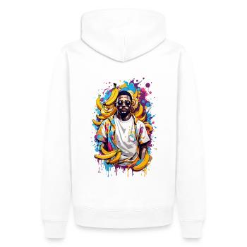 Homme banane - Sweat à capuche Premium bio Homme - blanc - Dos - Nico (187cm)
