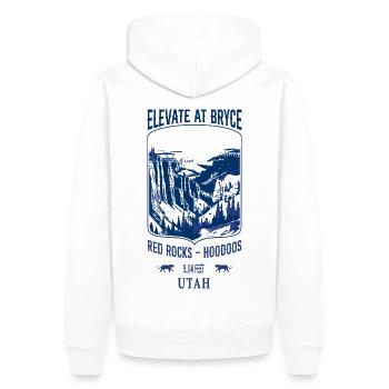 Elevate bei Bryce - Navy - Männer Premium Bio Hoodie - Weiß - Hinten - Nico (187cm)