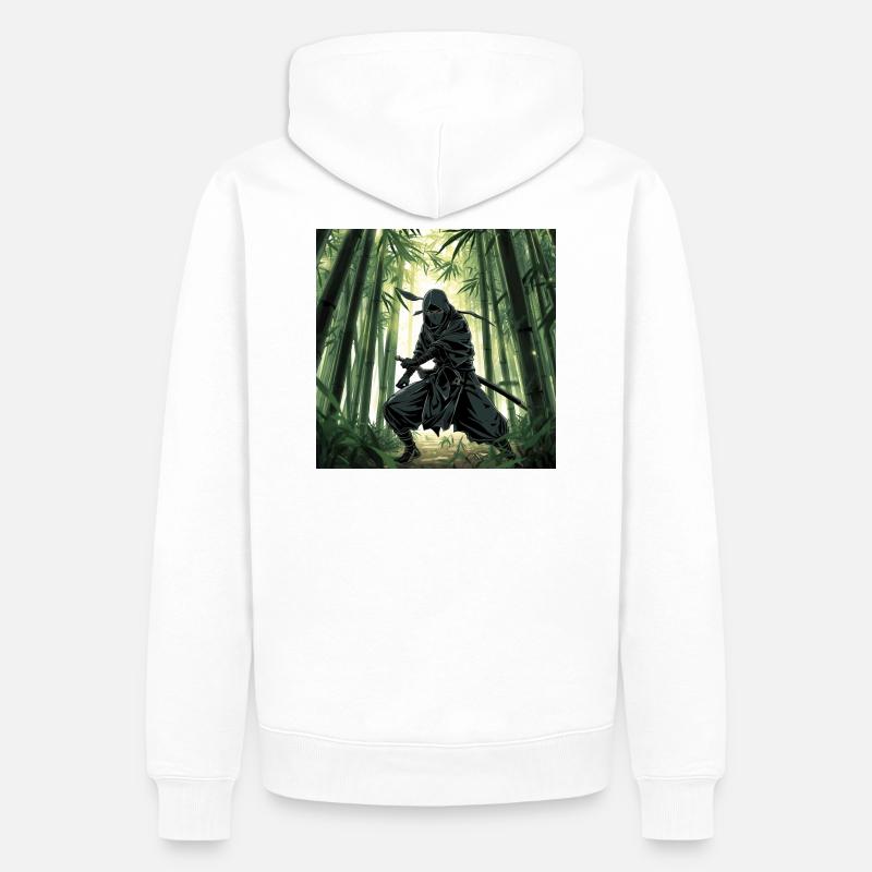 Ninja im Bambuswald - Männer Premium Bio Hoodie - Weiß