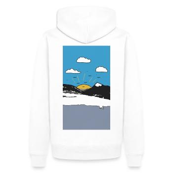 Lever du soleil sur Bergen - Sweat à capuche Premium bio Homme - blanc - Dos - Nico (187cm)