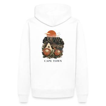 Cape Town Table Mountain Art - Männer Premium Bio Hoodie - Weiß - Hinten - Nico (187cm)