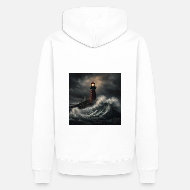Düsterer Leuchtturm - Männer Premium Bio Hoodie - Weiß