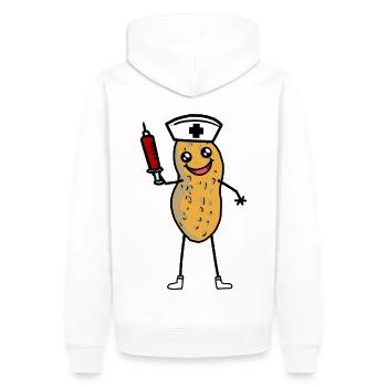 Erdnuss Krankenschwester Berufe Job Pfleger Arzt - Männer Premium Bio Hoodie - Weiß - Hinten - Nico (187cm)