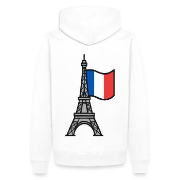 Eiffelturm mit französischer Flagge - Männer Premium Bio Hoodie - Weiß - Hinten - Nico (187cm)
