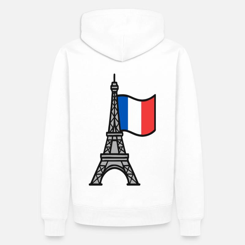 Tour Eiffel avec drapeau français - Sweat à capuche Premium bio Homme - blanc