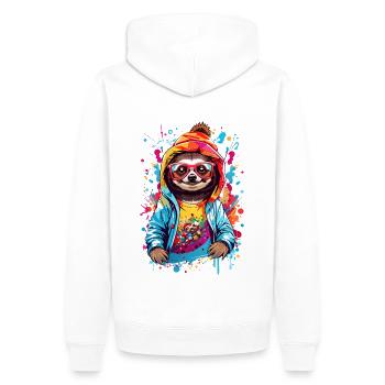 Coole Faultier - Männer Premium Bio Hoodie - Weiß - Hinten - Nico (187cm)