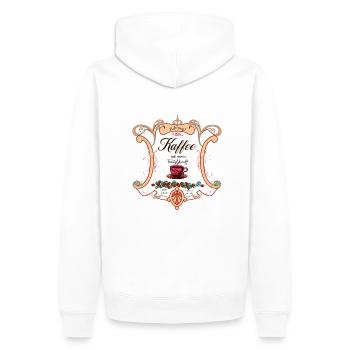 Kaffee ist mein Treibstoff rot - Männer Premium Bio Hoodie - Weiß - Hinten - Nico (187cm)