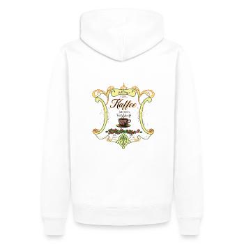 Kaffee ist mein Treibstoff gelb - Männer Premium Bio Hoodie - Weiß - Hinten - Nico (187cm)