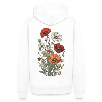 Magnifique bouquet d’herbier Boho Poppy - Sweat à capuche Premium bio Homme - blanc - Dos - Nico (187cm)