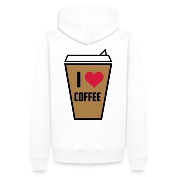 Ich liebe Kaffee 3 - Männer Premium Bio Hoodie - Weiß - Hinten - Nico (187cm)