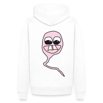 Cooler Wurm - Männer Premium Bio Hoodie - Weiß - Hinten - Nico (187cm)