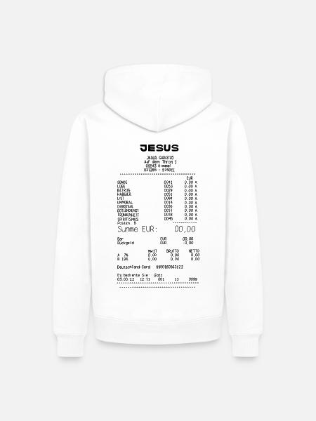 Rechnung Jesus - Kaufbeleg Sünde (schwarz) - Männer Premium Bio Hoodie - Weiß