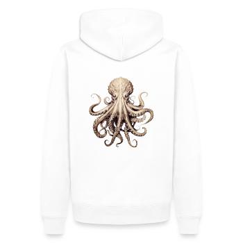 Octopus - stylish, modern, abstract - Kraken - Men’s Premium Organic Hoodie - white - Back - Nico (187cm)