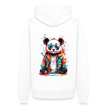 Coole Panda - Männer Premium Bio Hoodie - Weiß - Hinten - Nico (187cm)