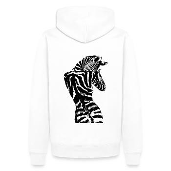 Zèbre FUK - Sweat à capuche Premium bio Homme - blanc - Dos - Nico (187cm)