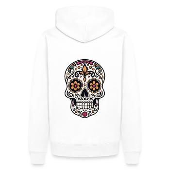 Mexikanischer Totenkopf - Männer Premium Bio Hoodie - Weiß - Hinten - Nico (187cm)