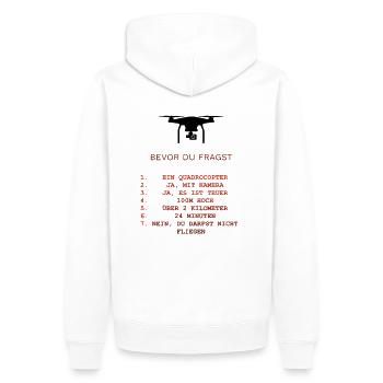 Drohnenpilot - Männer Premium Bio Hoodie - Weiß - Hinten - Nico (187cm)