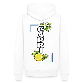 Capri Lemon Blossom Amour Été Méditerranéen - Sweat à capuche Premium bio Homme - blanc - Dos - Nico (187cm)