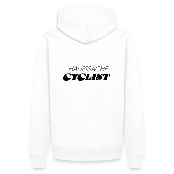 HAUPTSACHE CYCLIST - Männer Premium Bio Hoodie - Weiß - Hinten - Nico (187cm)