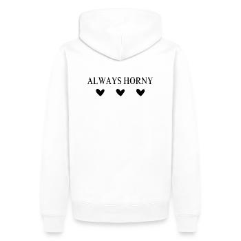 always horny - Männer Premium Bio Hoodie - Weiß - Hinten - Nico (187cm)
