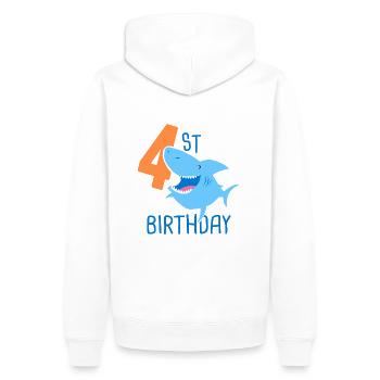 4. Geburtstagskind 4 Jahre alter Hai - Männer Premium Bio Hoodie - Weiß - Hinten - Nico (187cm)