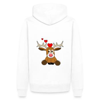 Saint-Valentin des rennes 2 - Sweat à capuche Premium bio Homme - blanc - Dos - Nico (187cm)