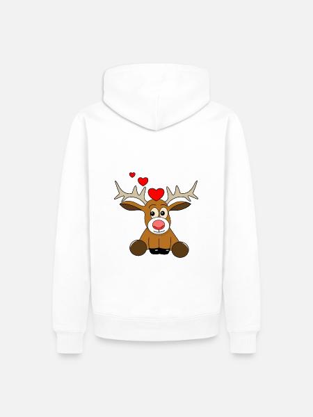 Saint-Valentin des rennes 2 - Sweat à capuche Premium bio Homme - blanc