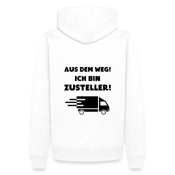 Lieferdienst Zusteller Paketbote Post Spruch - Männer Premium Bio Hoodie - Weiß - Hinten - Nico (187cm)