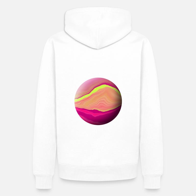Planète rose jaune - Sweat à capuche Premium bio Homme - blanc