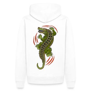 Aligator Krokodil Reptil - Männer Premium Bio Hoodie - Weiß - Hinten - Nico (187cm)