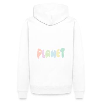 Candy Planet Print - Männer Premium Bio Hoodie - Weiß - Hinten - Nico (187cm)