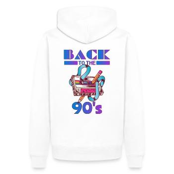 Retour dans les années 90 avec cassette musicale - Sweat à capuche Premium bio Homme - blanc - Dos - Nico (187cm)