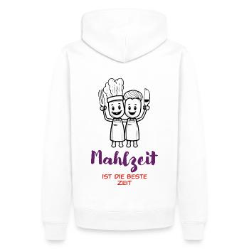 Mahlzeit Ist Die Beste Zeit - dunkel - Männer Premium Bio Hoodie - Weiß - Hinten - Nico (187cm)