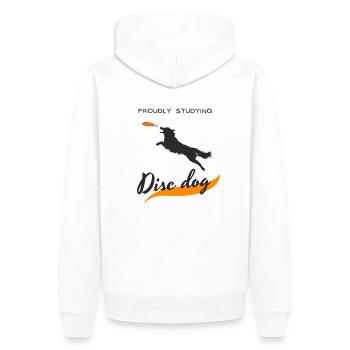 Fièrement étudiant Disc dog - Sweat à capuche Premium bio Homme - blanc - Dos - Nico (187cm)