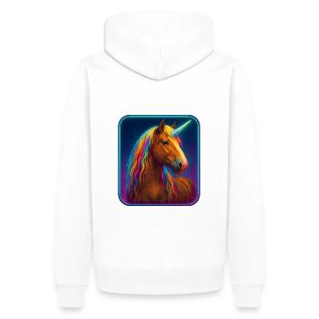 Einhorn - Altmärkisches Kaltblut - Männer Premium Bio Hoodie - Weiß - Hinten - Nico (187cm)