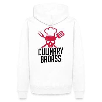 Chef cuisinier chef Humour Badass - Sweat à capuche Premium bio Homme - blanc - Dos - Nico (187cm)