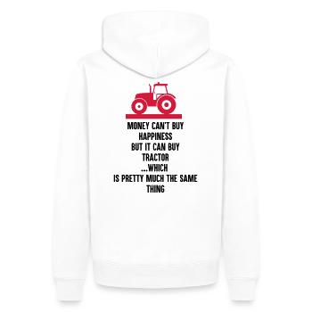 Farmer - Money can buy Tractor - Men’s Premium Organic Hoodie - white - Back - Nico (187cm)